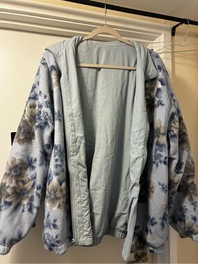 Reversible Blue Floral Paisley Patterned Warm Coat